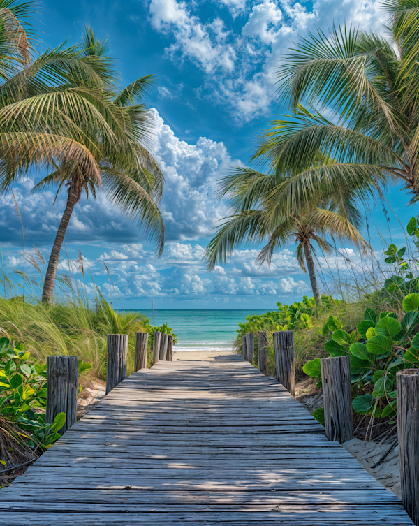 Serene Beach View with Boardwalk