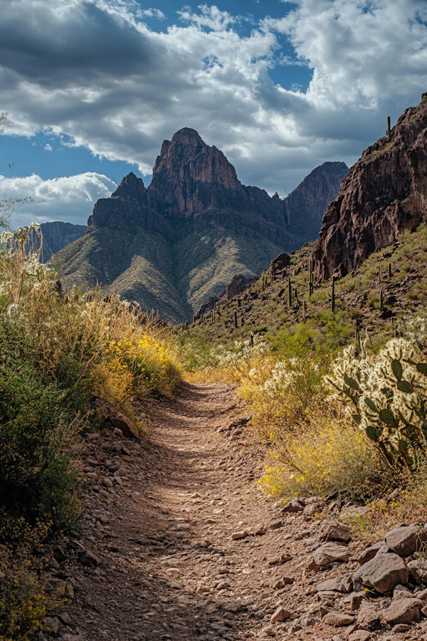Desert Landscape with Mountain Range