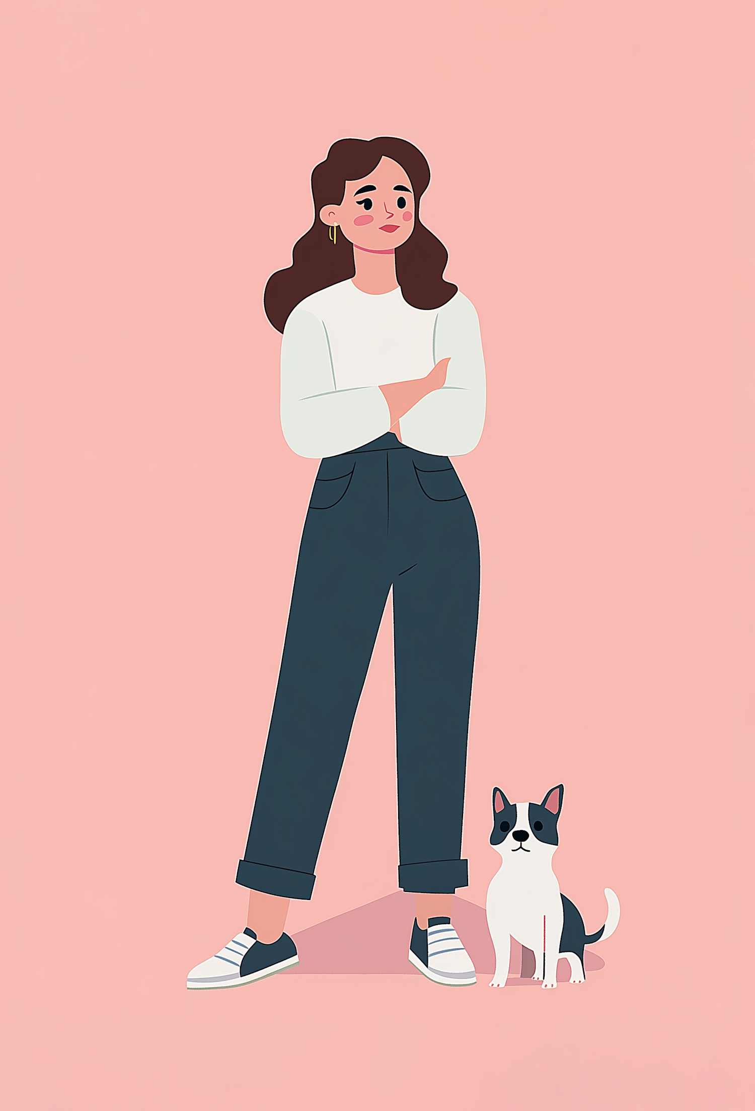 Woman and French Bulldog Illustration