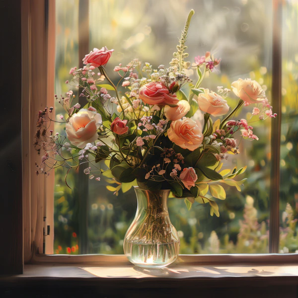 Vibrant Floral Bouquet on Windowsill
