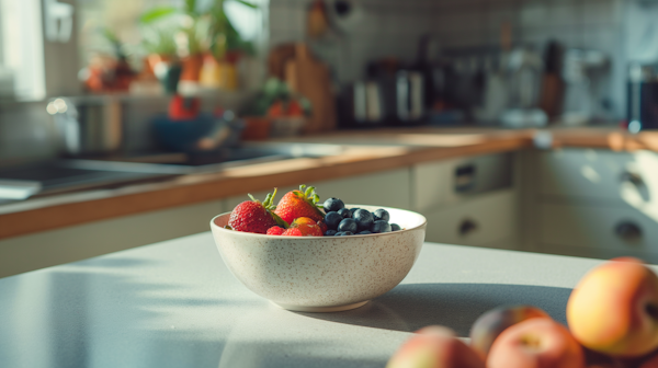 Sunlit Mixed Berries in Bowl