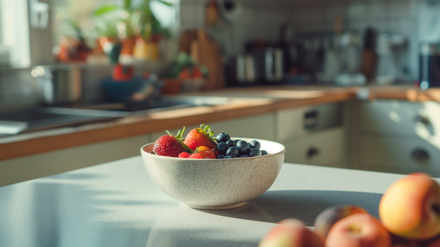 Sunlit Mixed Berries in Bowl