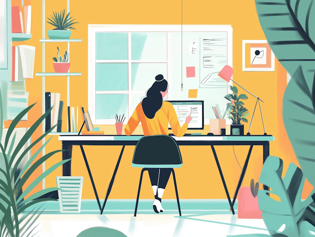 Tranquil Home Office Illustration