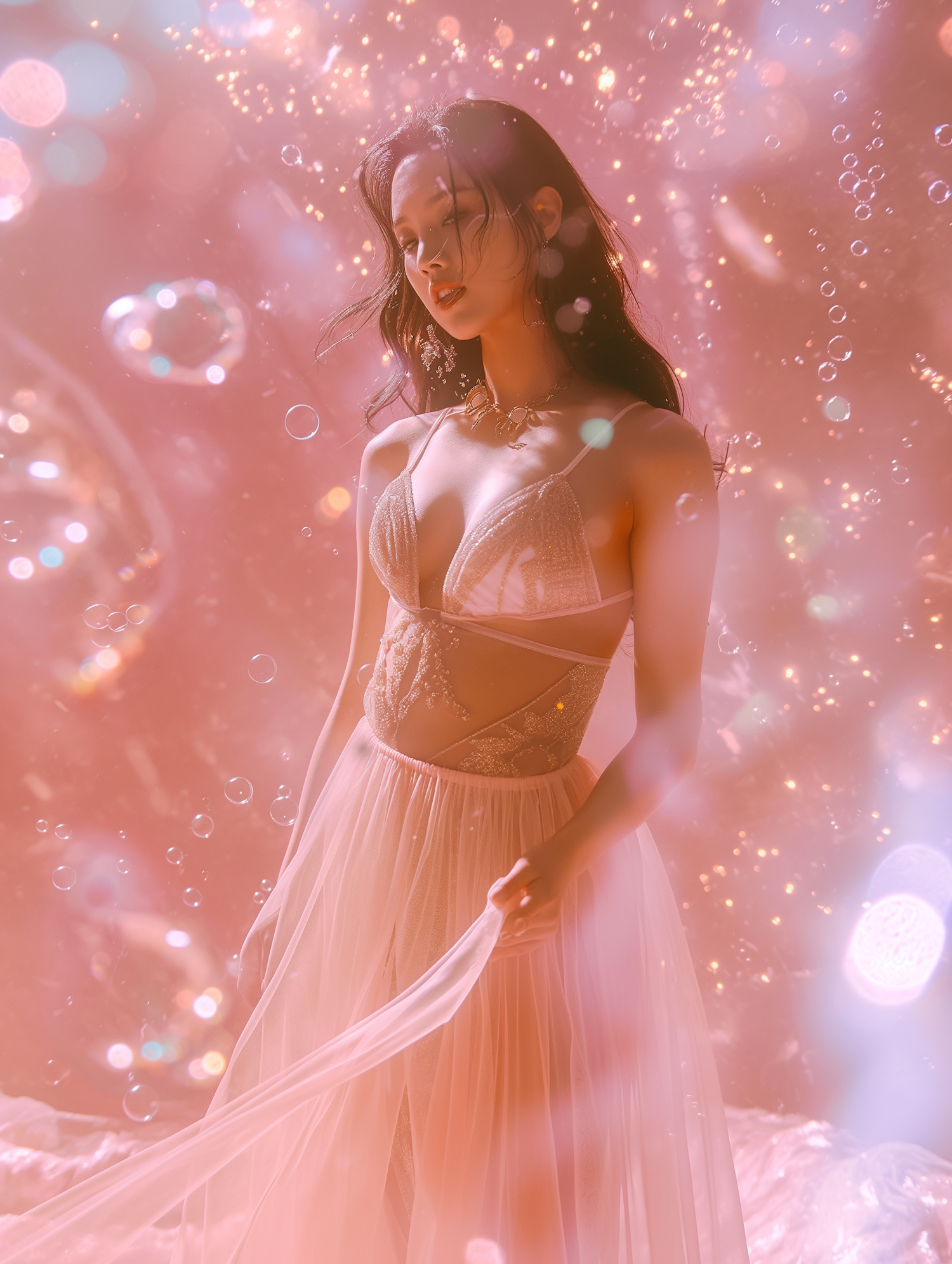 Ethereal Woman in Dreamlike Environment