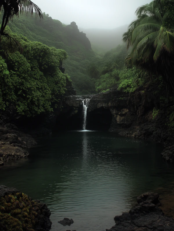 Tropical Waterfall Scene