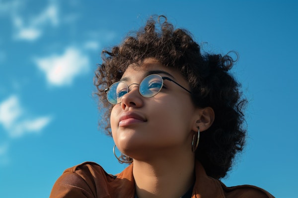 Serene Woman Gazing Skyward