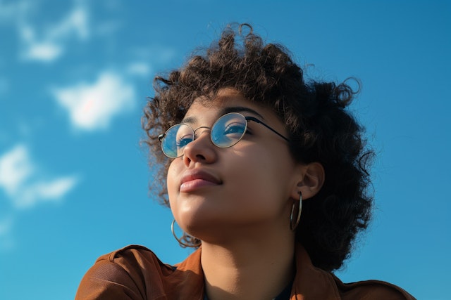 Serene Woman Gazing Skyward