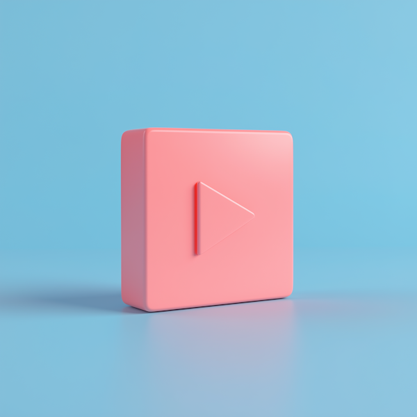 3D Pink Play Button Icon