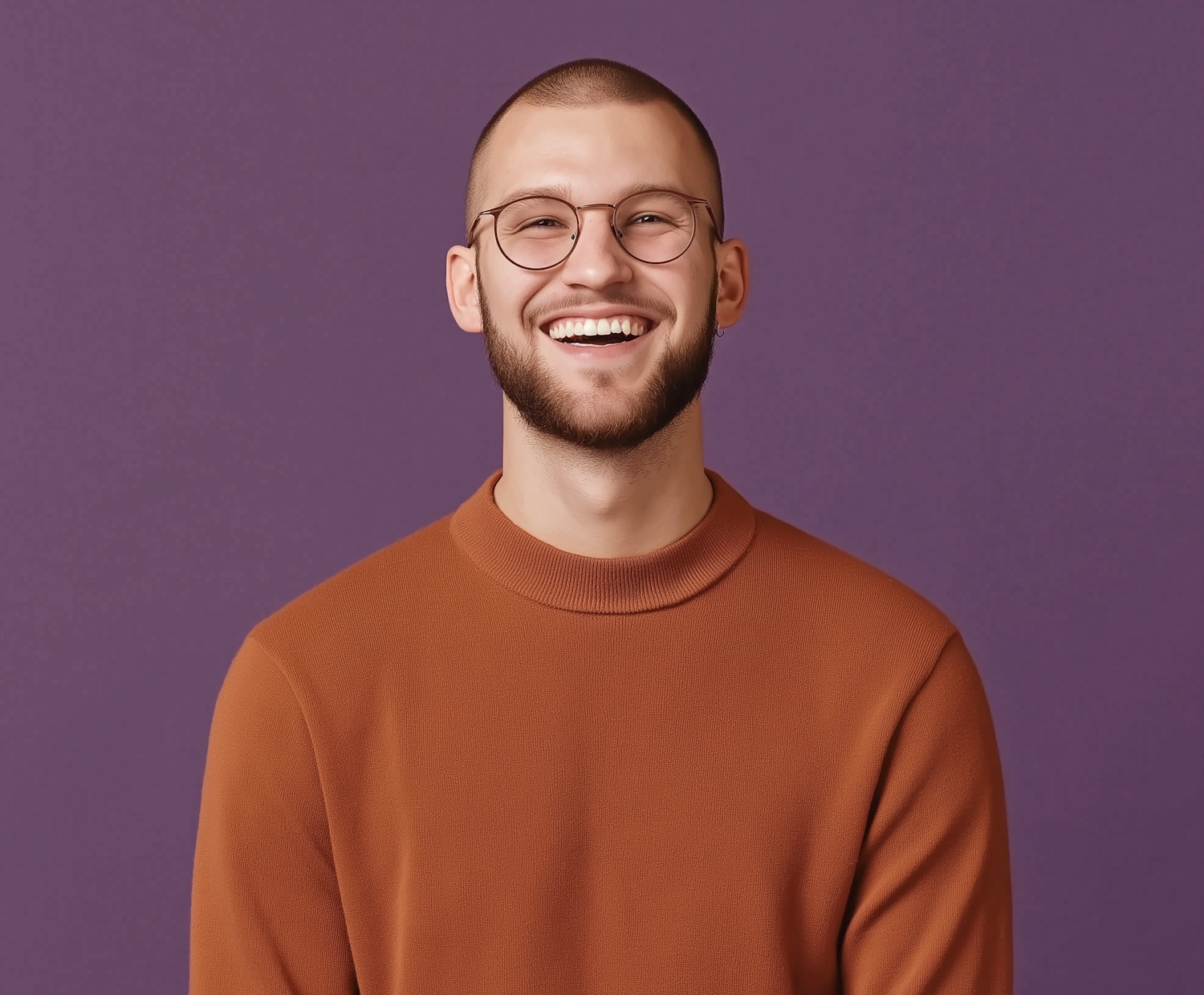 Smiling Man with Beard and Glasses