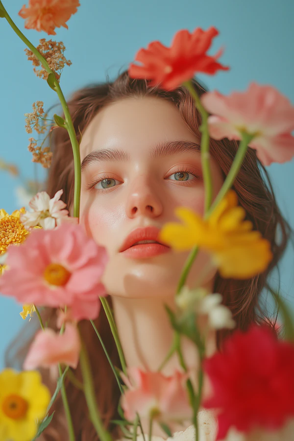 Woman Surrounded by Flowers
