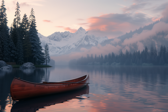 Serene Lake Scene at Dawn