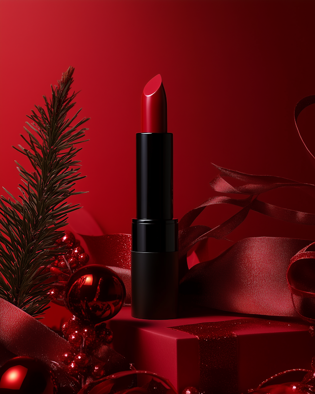 Festive Red Lipstick Scene