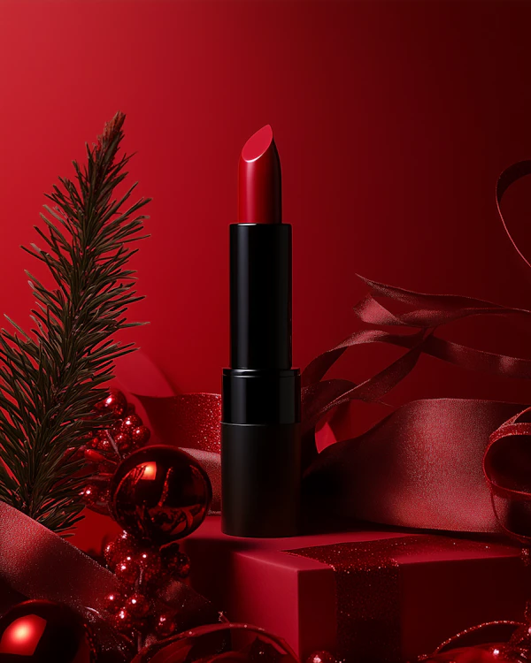 Festive Red Lipstick Scene