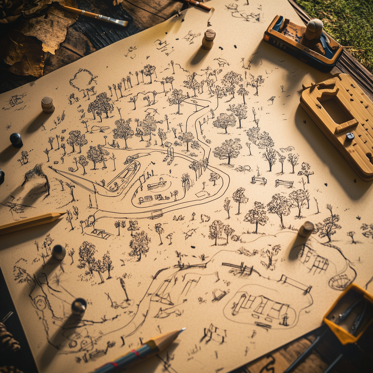 Hand-Drawn Park Map