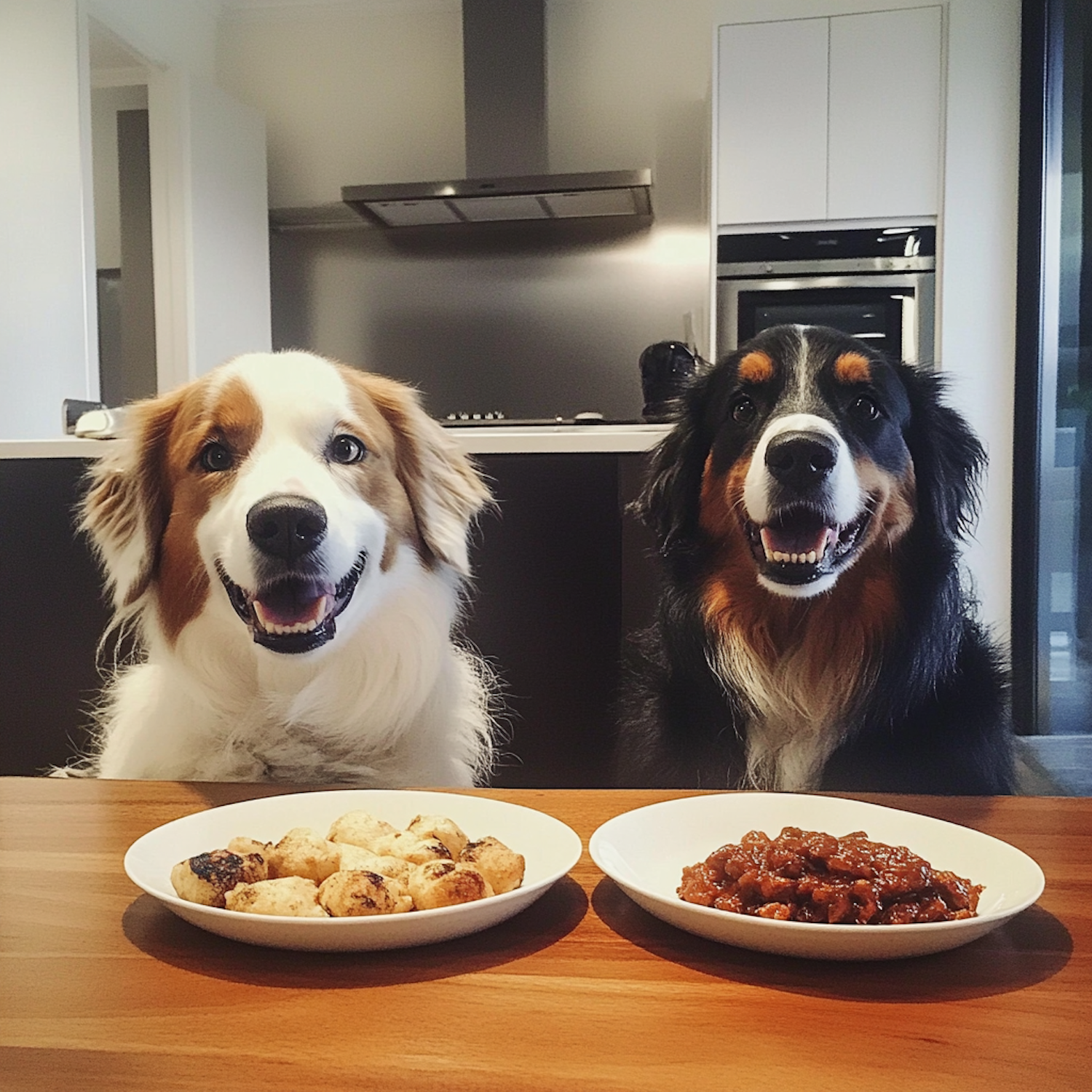 Dogs Dining at the Table