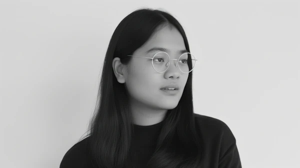 Black and White Portrait of Young Woman