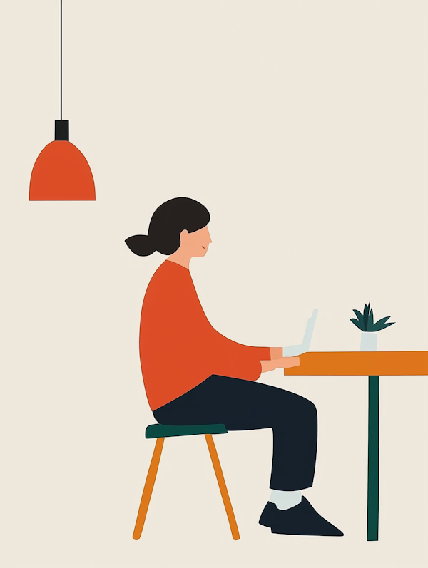 Minimalist Woman at Work Illustration