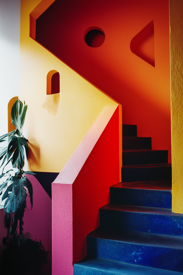 Vibrant Interior with Staircase