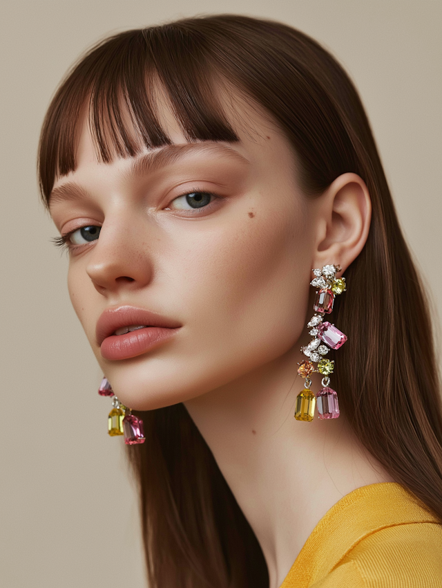 Portrait of Woman with Colorful Earrings