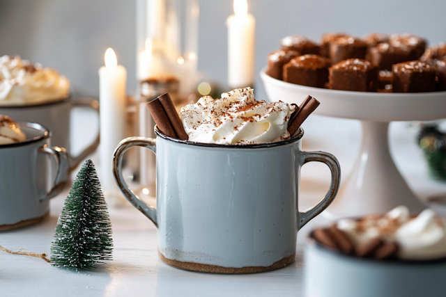 Cozy Festive Scene with Hot Chocolate