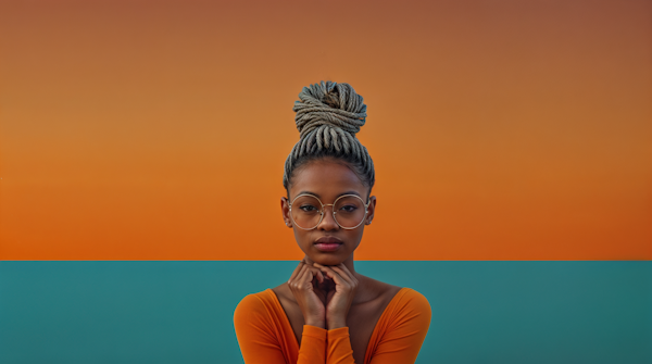 Poised Young Woman with Gradient Background