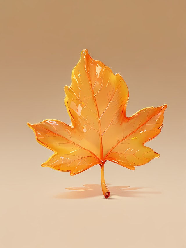 Glossy Orange Maple Leaf