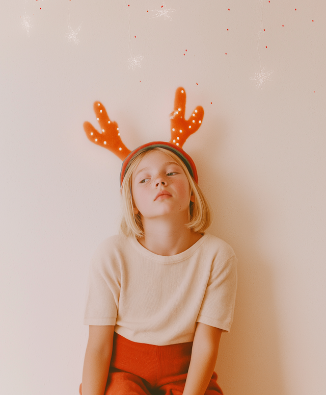 Festive Child with Antler Headband