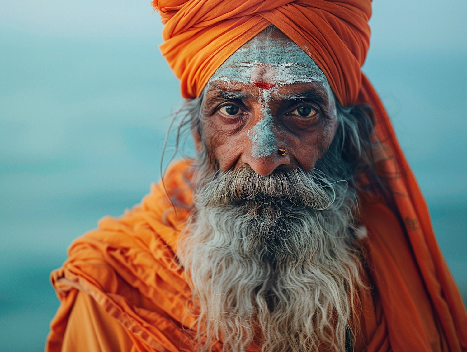 Elderly Man with Orange Turban