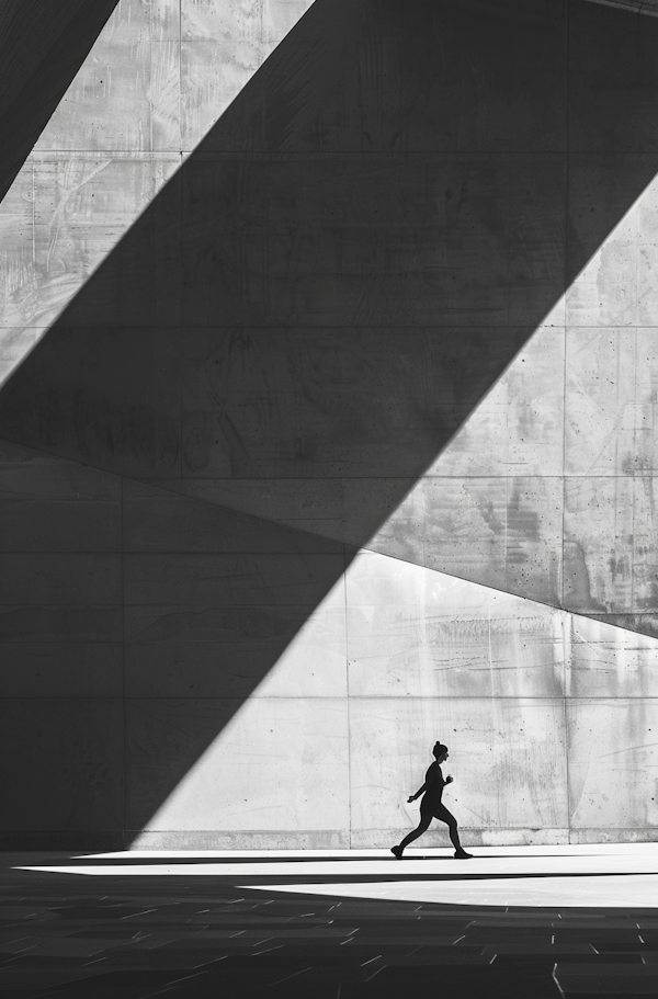 Solitary Figure Amidst Light and Shadow