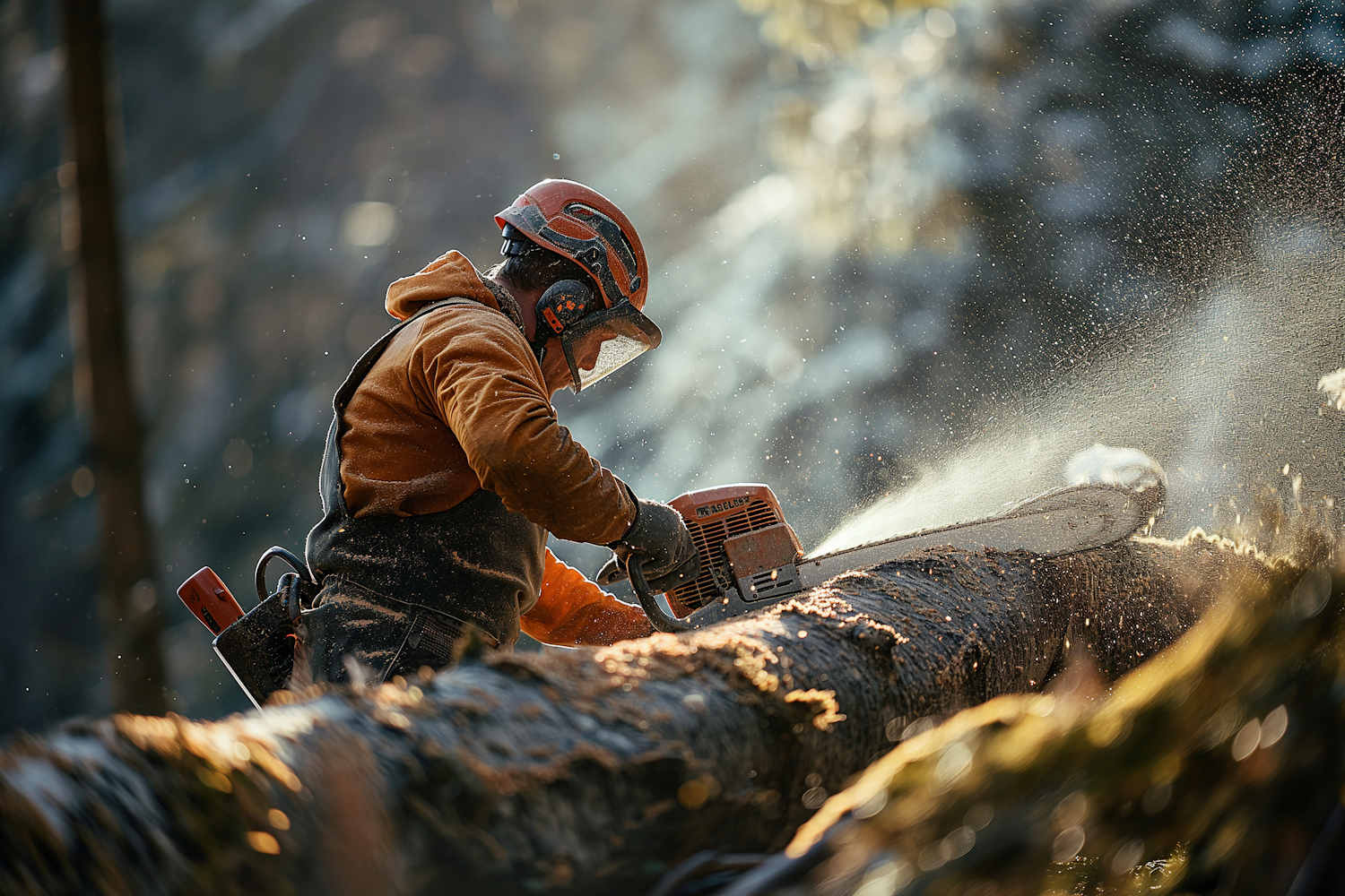 Lumberjack in Late Afternoon Sunlight