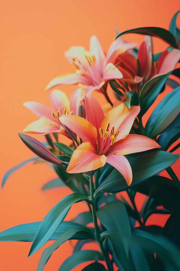 Blooming Pink Lilies