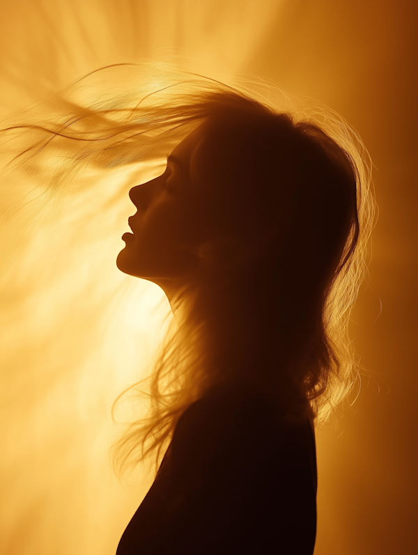 Silhouette of Woman Against Orange Backdrop