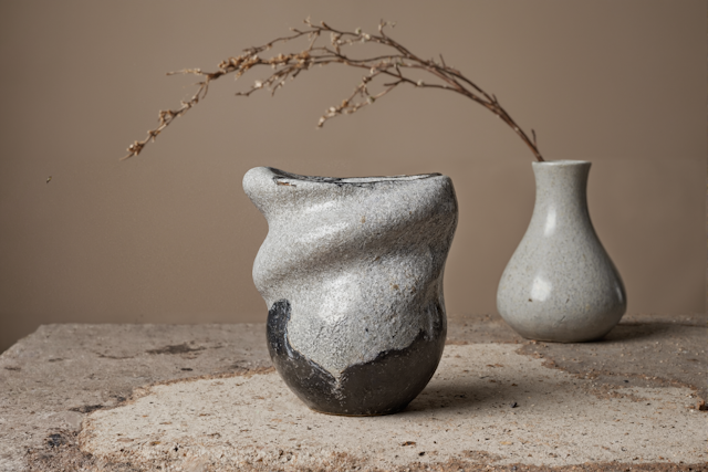 Ceramic Vases on Stone Surface