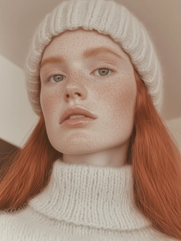 Portrait of a Red-Haired Person in Winter Attire