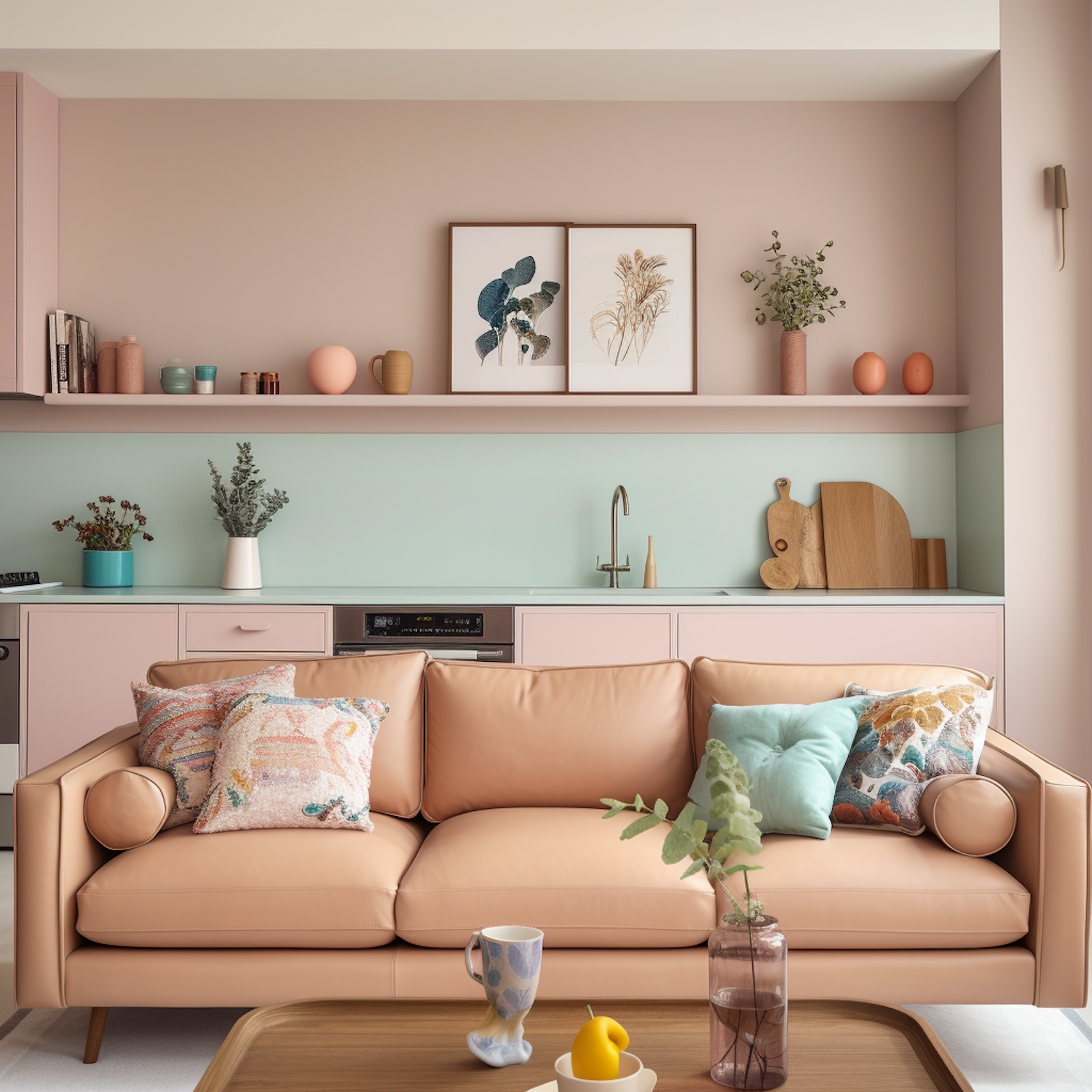 Pastel Serenity Kitchenette and Lounge