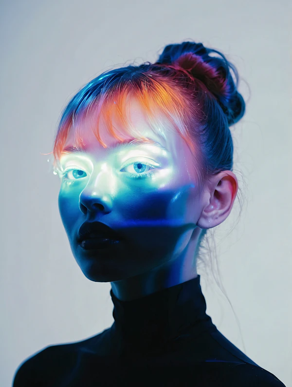 Neon Portrait of Woman