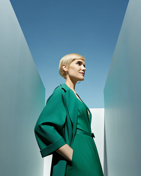 Elegant Green Outfit Portrait