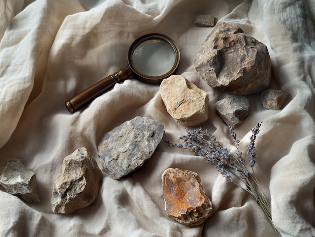 Rocks and Magnifying Glass Arrangement