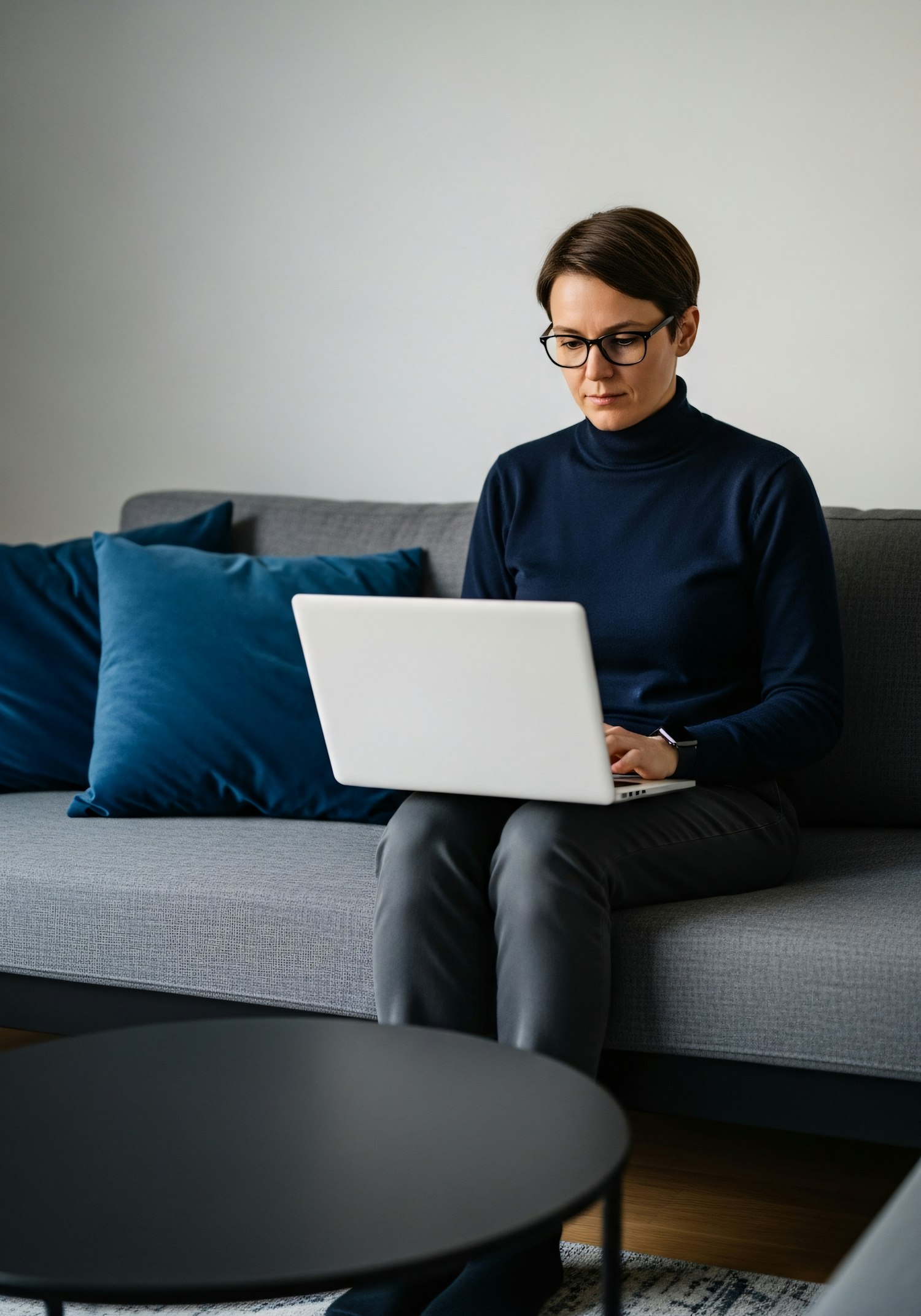 Person on Sofa Working