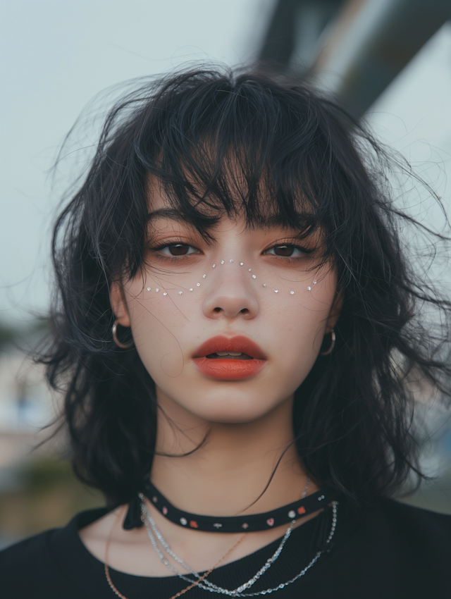 Portrait of a Trendy Young Woman with Jeweled Face