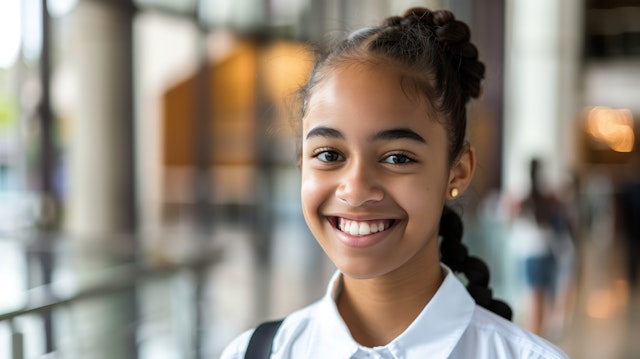 Joyful Girl with Braid