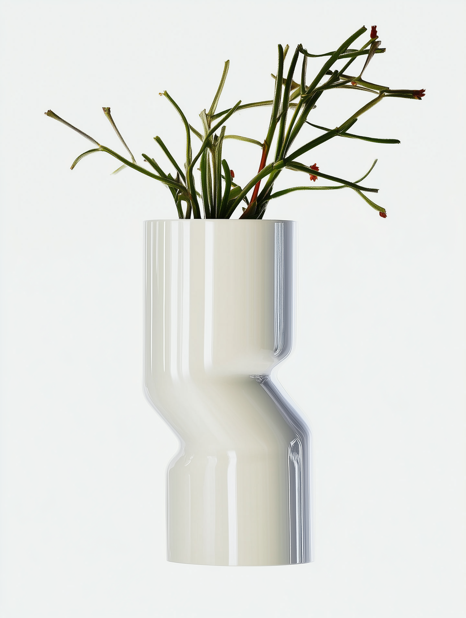 Modern Vase with Red Buds