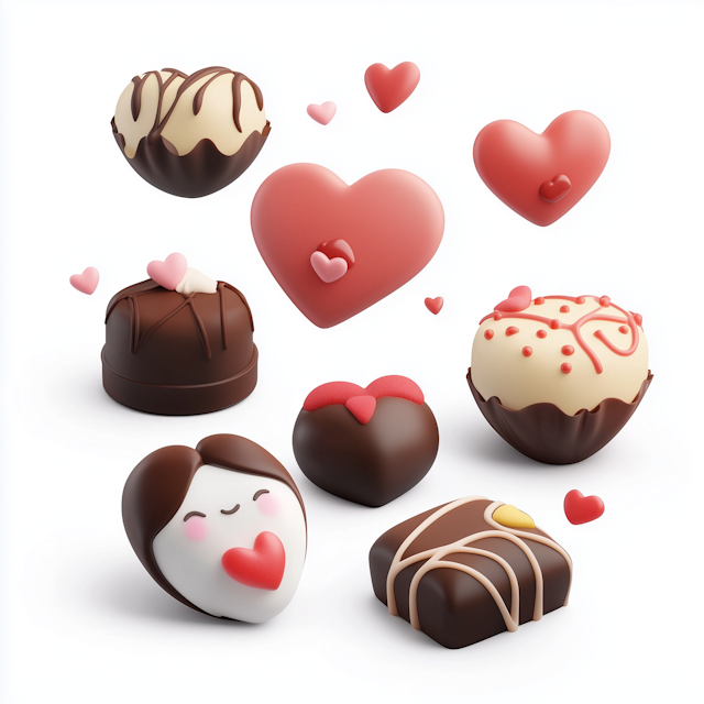 Heart-Shaped Chocolates and Candies