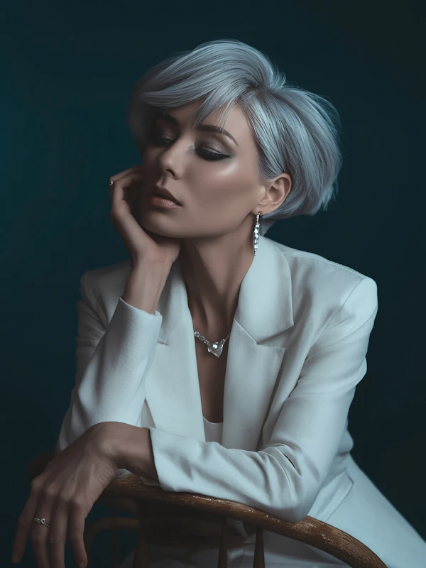Elegant Silver-Haired Woman