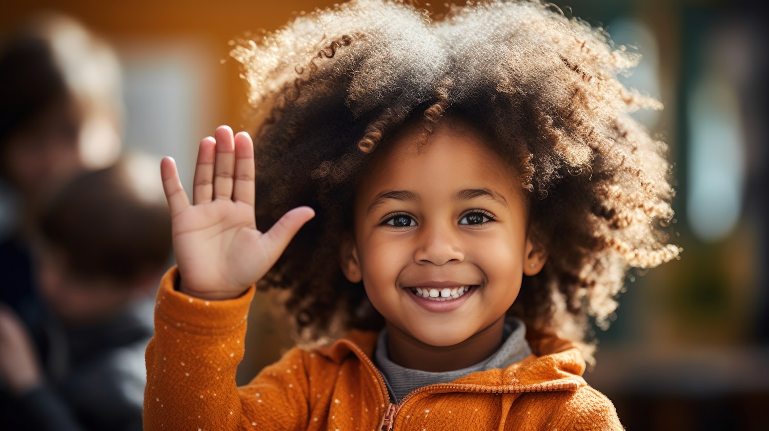 Cheerful Young Girl Waving