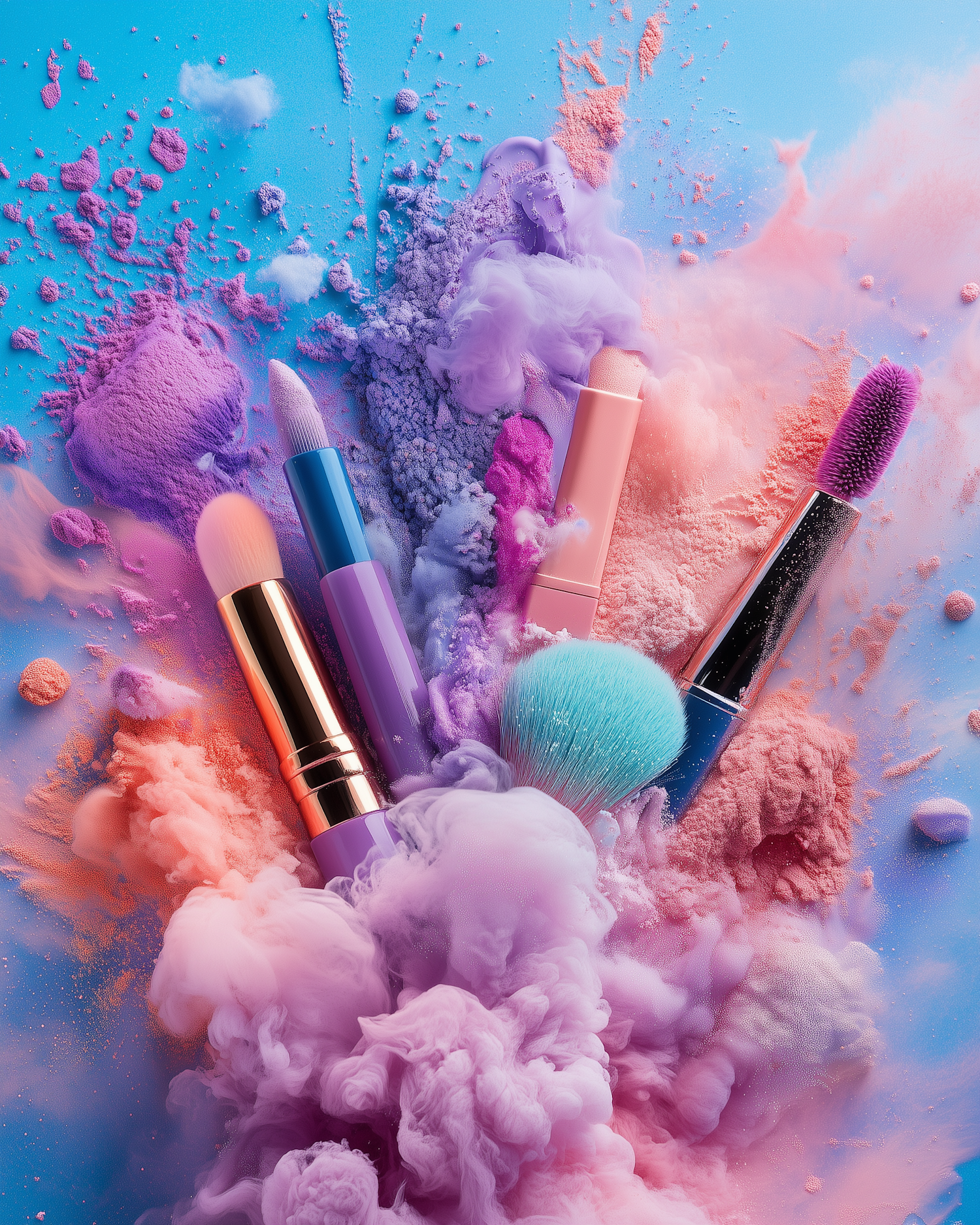 Vibrant Makeup Brushes and Powders