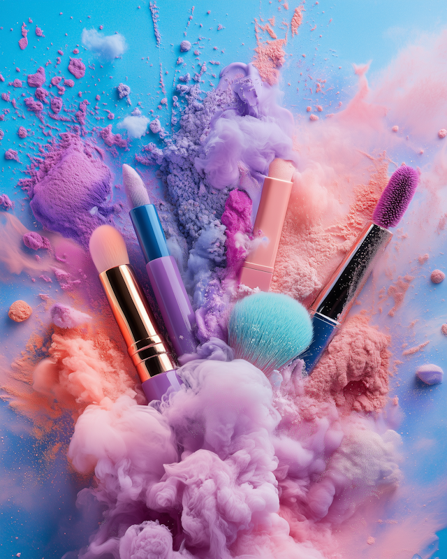 Vibrant Makeup Brushes and Powders