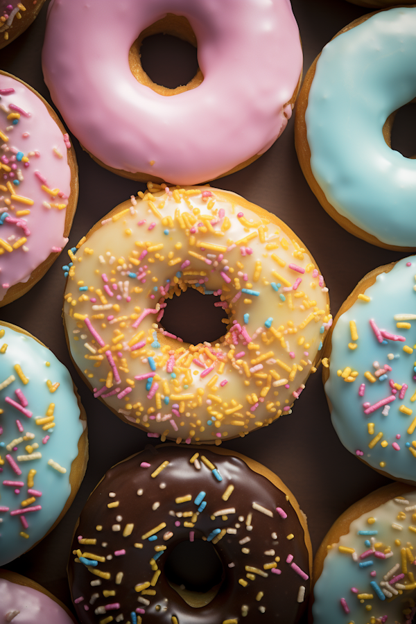 Glazed Rainbow Sprinkle Doughnut Array