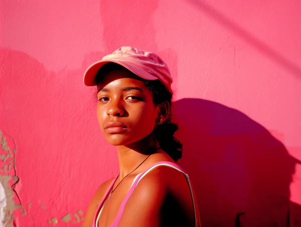 Contemplative Profile in Pink