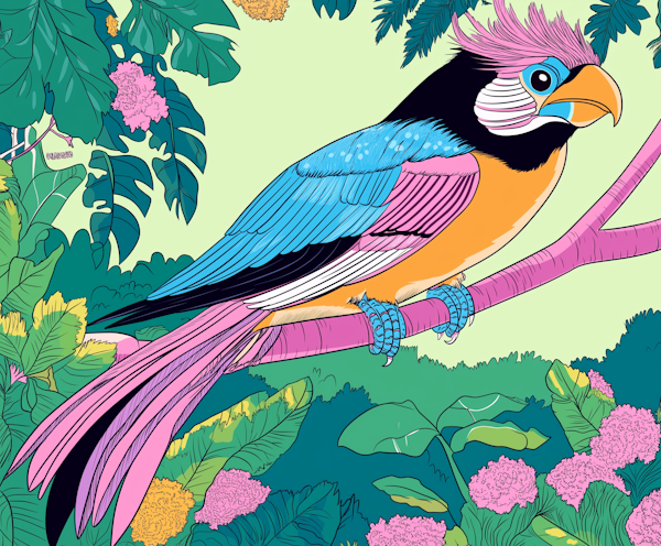 Vibrant Tropical Bird Illustration